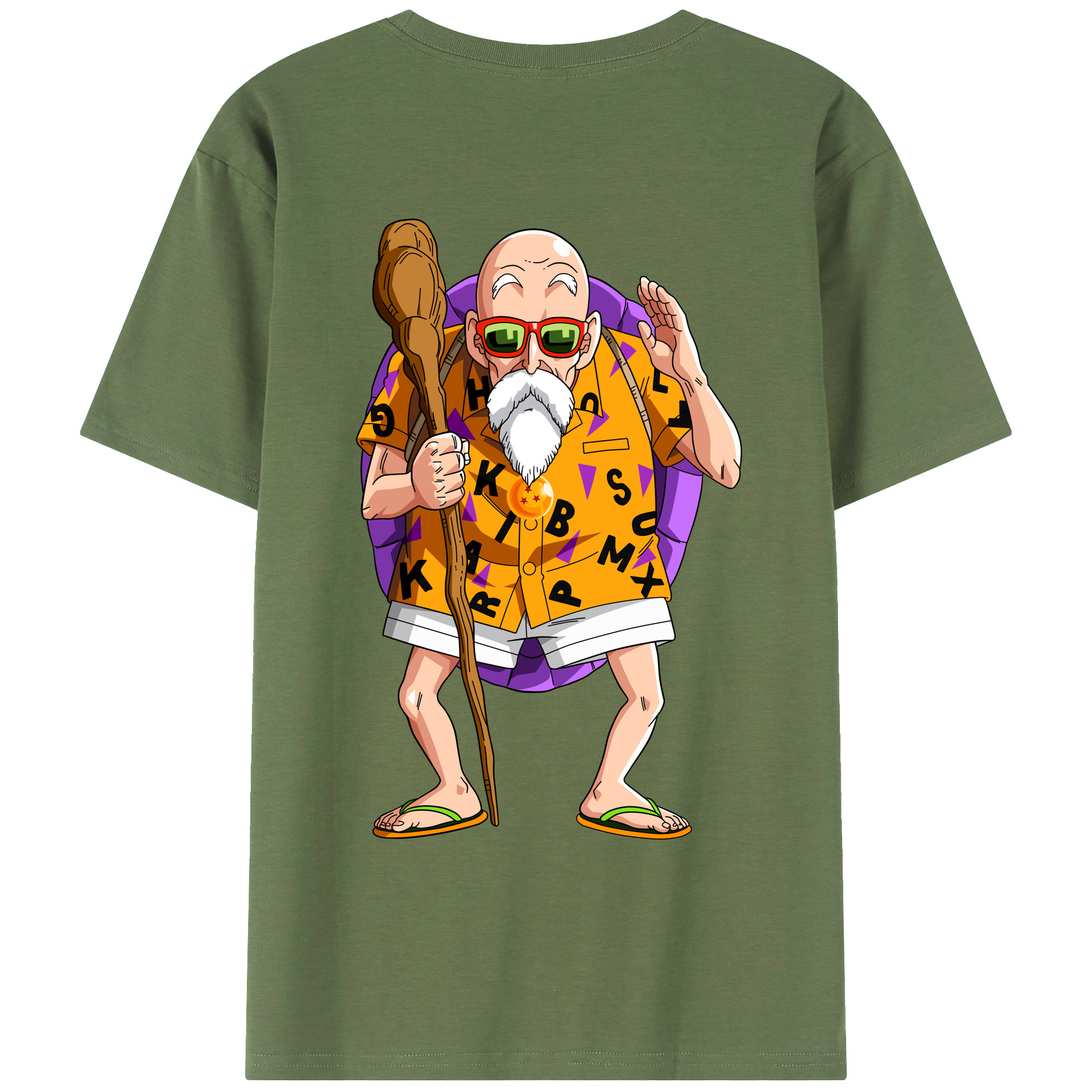 （画像用） ドラゴンボール 亀仙人（かめせんにん） DRAGON BALL Master Roshi Kame Sennin 綿100％ メンズ半袖Tシャツ（バックプリント） 通気性